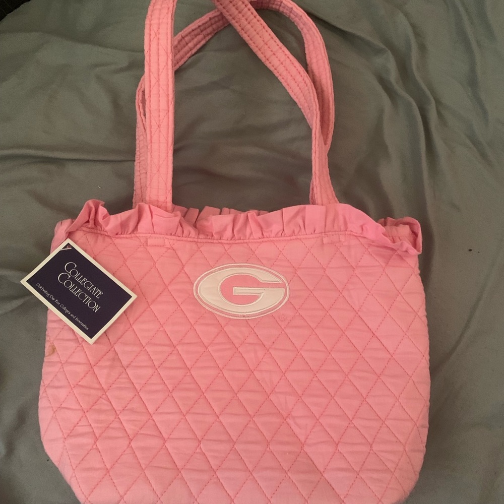 Pink Georgia bulldogs small tote hand bag